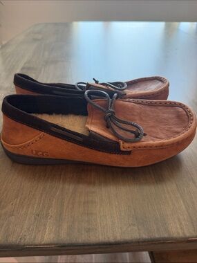 UGG Men’s Chestnut & Dark Brown Leather Moccasin Slip-On Loafers